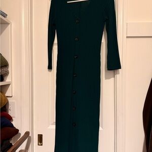 Bershka Dark Green Long Sleeve Dress